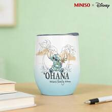 MINISO X Disney Lilo & Stitch Ohana Means Family Insulated Stainless Steel Eggshell Tumbler With Lid,Double-Walled Vacuum Cup For Coffee,Wine,Drinks - Multicolor - View 1