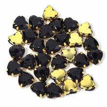 30pcs/Pack Stainless Steel Gold Base Acrylic Peach Heart-Shaped Four-Hole Claw Rhinestones, Fashion Elegant Gift Accessories, Suitable For Bags, Bracelets, Hair Accessories, DIY Jewelry Making Fasteners - Four-hole Claw Drill - View 9