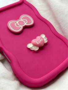 1 chiếc ốp lưng điện thoại thiết kế cánh và trái tim sáng tạo với nơ, viền lượn sóng, lỗ lớn đơn giản, tương thích với Apple 7/8/X/XR/XS Max/11/12/13/14/15/16/17 Pro Max, Galaxy A14/A15/A16/A17/A04/A05/A06/A07/A54/A55/A56/A34/A35A/36/S25/S25 Plus/S25 Ultra, A54, G13/14/15. Ốp lưng mềm mại bao phủ toàn diện. - Những làn sóng màu đỏ hồng - Xem 2