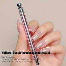 二合一猫眼美甲凝胶指甲油磁性棒套装，长铝柄强磁钢球美甲工具，多功能强力磁性猫眼凝胶指甲油笔，可拆卸美甲工具，适合家庭DIY和美甲沙龙使用 - 彩色 - 查看 5