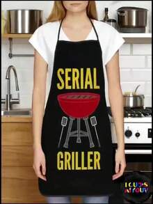 [Durable Design] Adjustable Cooking Apron For Grill - Black With Red Pattern, Suitable For Men And Women, Retro Style, Suitable For Home And Outdoor Cooking, Durable Fabric, Barbecue Apron - 60*80cm - View 10