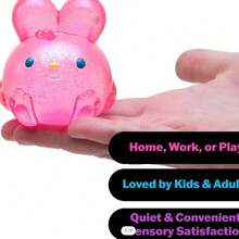 NEE DOH Jelly Hops Scented Glitter Bunny Squishy, Soft Squeeze Stress Relief Squishy Toys, Cute Sensory Squishies For Kids & Adults, Novelty Birthday Fidget Gift - 藍兔 - 查看 3