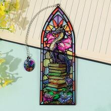 Fantasy Stained Glass Dragon Acrylic Bookmark Set - Gothic Window Design With Charm Pendant, Perfect Gift For Bookworms & Fantasy Fans - SQ1901 - View 14