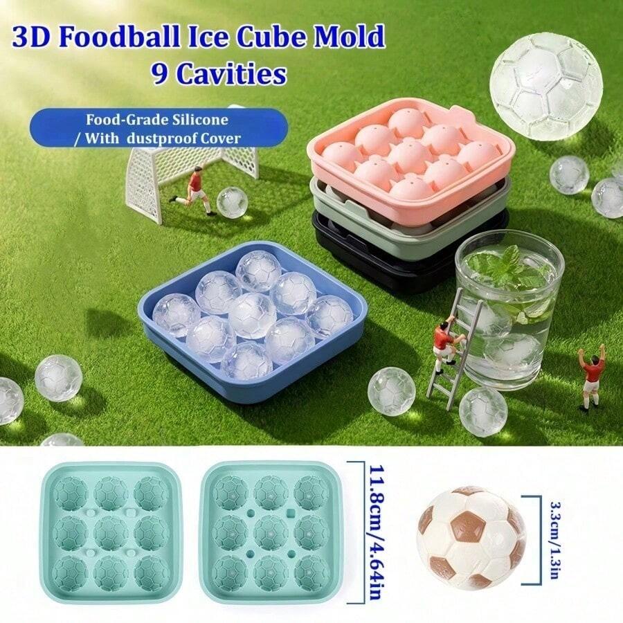 Khay silicon hình quả bóng đá World Cup, khuôn làm đá viên 9 ngăn bằng silicon, khuôn đá viên tròn. - A - Xem 1
