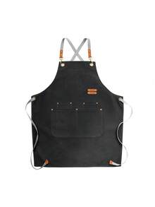 1 chiếc tạp dề đầu bếp bằng polyester có dây đeo chéo điều chỉnh được, mềm mại và thoáng khí, 4 túi, thích hợp cho nhà hàng, nhà bếp, nấu nướng, làm bánh, vẽ tranh, làm vườn và các trường hợp khác, tạp dề đeo eo unisex. - Nhiều màu - Xem 5