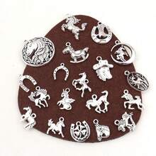 28/48 PCS Random Mixed Horse-Shaped Pendants, Vintage Alloy Horse Series Charms For Necklace, Bracelet And Earring Jewelry Making - A5668- - View 6