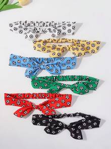 3 piezas Diademas con lazo con estampado de fútbol de la Copa Mundial de estilo minimalista casual para niñas - Multicolor - Ver 6