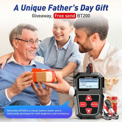 ANCEL Romondes BT200 12V Battery Tester, Car Battery Analyzer With Voltage, Cranking & Charging System Test, 100-2000 CCA, SOH SOC Detection, Automotive Diagnostic Tool For Cars, Trucks, Motorcycle, Ideal Gift For Dad, Husband & DIY Car Lovers