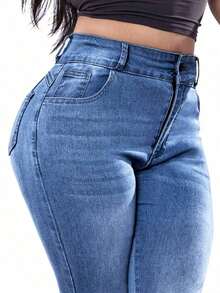 Women's Butt Lifting Jeans, High Stretch Leggings, Fashionable And Elegant, Suitable For Dates, Commuting, Casual Travel, Valentine's Day And New Year Wear. - 中藍色 - 查看 7