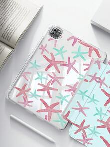 1pc Cute Cartoon Tricolor Starfish Double-Sided Acrylic Transparent Crystal Back Cover, Shock-Resistant And Durable, Suitable For IPad 7th, 8th And 10th Generation (10.2 Inch). It Has A Built-In Pen Slot And Supports Sleep/Wake Function. An Ideal Gift For Halloween And New Year. - Multicolor - View 1