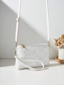 新款时尚斜挎单肩包，镂空花朵腕包，女士小方包手提包 - 彩色 - 查看 13