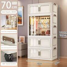 No Installation Required. Adult Wardrobe, Simple Children's Storage Cabinet, Plastic Folding Wardrobe For Rental House. - 混色 - 查看 17