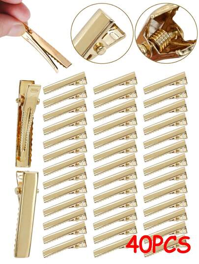 40 chiếc kẹp tóc hình mỏ vịt vuông, phụ kiện tóc thủ công, kẹp viền tóc, kẹp tóc vuông hình mỏ vịt (20/5 chiếc)