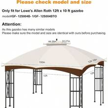 10x12 Canopy Replacement Top, Double Tiered Gazebo Cover With Air Vent Heavy Duty, Waterproof Gazebo Roof With Upgraded 300D Polyester For Outdoor Patio Garden Canopy, Beige - 圓頂 + 米色 - 查看 2