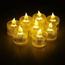 3/7/12pcs Crystal Appearance Flameless LED Candles, Flameless Candles, Battery Operated LED Tea Lights Suitable For Weddings, Holiday Parties, Centerpieces, Home Decor, Halloween, Christmas, Valentine's Day - Crystal Candle Light - View 2