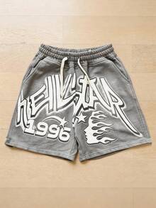 Men's Statement Print Shorts Fashion Designer Patterned Casual Daily Wear Shorts - Grey - View 1