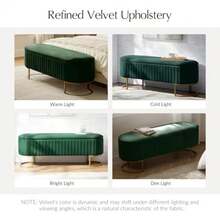 EcoHarbor Living - Banco de almacenamiento de terciopelo de 50 pulgadas otomano extremo tapizado de la cama con patas doradas asiento para reposapiés de entrada - Gris - Ver 5