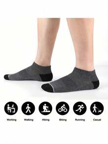 6 paires de chaussettes de sport antidérapantes pour la cheville et mi-mollet, chaussettes bateau confortables, design antidérapant, chaussettes courtes unisexes décontractées - Multicolore - Voir 2