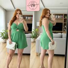 Women's Plus Size Short Jumpsuit – Loose-Fitting, Elegant, And Body-Shaping Casual - 黑色 - 查看 4