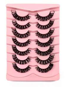 7 pares de pestañas postizas de ojos de gato con rayas - Negro - Ver 1