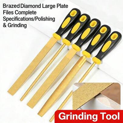 6-Inch Diamond Coated Flat/Semi-Round/Round Needle Files Set, Multi-Functional Metalwork & Stone Derusting & Polishing Handtools