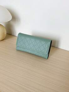 Quilted Green Long Wallet, Ultra-Thin Portable, Cash, Office Lady, Women, College, Business, Commute, Office, Anniversary, Valentine's Day Gift, Black Gift - Black - View 3