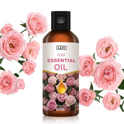 LZJV 100ml/3.4oz, 30ml/1.0oz Rose Fragrance Essential Oil, Suitable For Aromatherapy Diffuser, Humidifier, Handmade Soap/Candle Making, Unisex, Ideal Gift