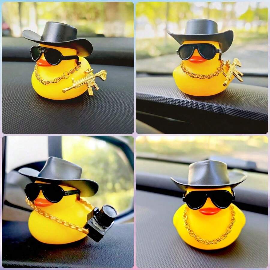 1pc Yellow Decorative Rubber Duck Car Dashboard Decor, Perfect Car Gift For Friends, Cute And Fun Little Yellow Duck - Yellow - View 1
