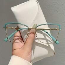 A Pair Of Women's New Full-Frame Butterfly-Shaped Glasses, Exquisite And Light Luxury Metal Frames, Retro And Simple White Glasses,  And Fashionable Eyewear Suitable For Daily And Party Wear - 白色 - 查看 4