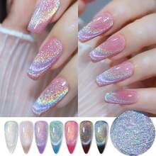 0.5g/0.0176oz 9D Laser Cat Eye Nail Powder, Cat Eye Nail Powder, Rainbow Magnetic Powder, Super Bright & Strong Magnetic, Suitable For Fashionable Manicure Design, Home DIY Nail Decoration, Ideal Gift For Women On Holidays/Christmas - 彩色 - 查看 6