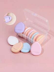 6pcs Multi-Color Mini Fingertip Sponges, Boxed Powder Puff Set, Black Thumb Makeup Sponge, Mini Thumb Sponge With Bottle, Fingertip Sponge Set, Concealer Tool With Packaging - Multicolor - View 2