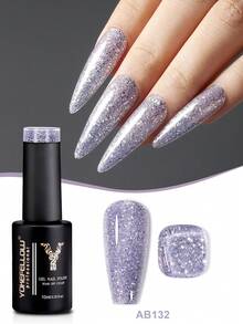 YOKEFELLOW 10毫升闪粉凝胶指甲油，夏季粉色、蓝色、绿色、橙色闪粉假日美甲闪亮脚趾甲亮泽指甲油可卸UV/LED家用DIY美甲沙龙礼品 - 彩色 - 查看 8