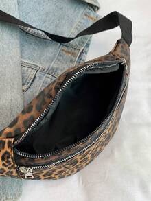 1pc Leopard Print Waist Bag, PU Material, Unisex, Adjustable Leopard Print Crossbody Fanny Pack, Multi-Zipper Design, Suitable For Fitness, Travel, Daily Use, Portable Phone, Small Interior, Cycling, Outdoor Sports - Multicolor - View 10