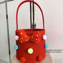 1个毛毡拥抱桶，新生儿杂物玩具糖果零食卡通毛毡袋，婴幼儿手提包 - 彩色 - 查看 8