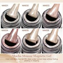 MEET ACROSS 7毫升裸色水光猫磁性凝胶指甲油香槟摩卡慕斯闪亮亮片半永久可卸UV凝胶水晶指甲油美甲美甲用品 - 彩色 - 查看 7