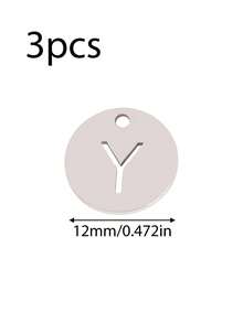 Bộ 3 mặt dây chuyền bằng thép không gỉ rỗng hình 26 chữ cái tiếng Anh, tự làm phụ kiện trang sức thời trang cho nữ. - mặt dây chuyền - Xem 27