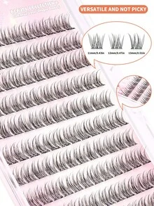 120pcs Glue-Free Mink Eyelashes, Natural Wispy Fishbone Segmented Lashes, C Curl Individual Lashes, High Volume Set Suitable For Beginners - C - View 5