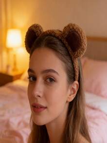 1 Fashionable Cartoon Plush Bear Ear Animal Ear Headband Dress-Up Headwear Hair Accessory - Multicolor - View 1