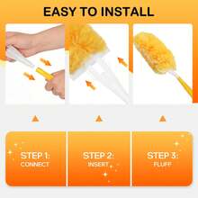 30pcs Replacement Dusting Refills, Compatible With Dusters Cleaning, Includes 1 Handle Disposable Dusting Refills, 360 Dusting Duster Cleaning Kit For Ceiling Fans, Blinds, Furniture - Orange Color - View 6