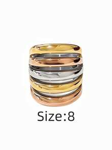 1 chiếc nhẫn thép không gỉ mạ vàng 18K kiểu dáng tối giản thanh lịch 5 đường kẻ, bền, chống nước và chống phai màu, phù hợp để đeo hàng ngày, đi du lịch và đi biển. - Nhẫn nữ năm đường kẻ - Xem 17