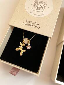 1pc Fashionable Delicate New Cute Small Geometric Animal Dog Pendant Necklace, Personalized Minimalist Luxury Design Exquisite Jewelry - A - View 5