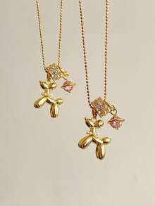 1pc Fashionable Delicate New Cute Small Geometric Animal Dog Pendant Necklace, Personalized Minimalist Luxury Design Exquisite Jewelry - A - View 2