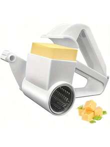 1pc Handheld Cheese Grater, Home Use Cheese Shredder, Manual Rotary Cheese Grater, Reusable Hard Cheese Chocolate Nut Shredder, Kitchen Gadget - White - View 2