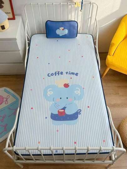 Bộ 2 tấm thảm làm mát mùa hè in hình hoạt hình dễ thương cho trẻ em (1 tấm thảm làm mát + 1 gối), hình thỏ và voi đáng yêu, đầy vẻ ngây thơ, mềm mại và thoải mái, mát mẻ nhưng không lạnh buốt, mang lại trải nghiệm ngủ ngon, thích hợp cho phòng trẻ em, nhà trẻ, dễ dàng cất giữ.