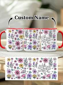 1pc 11oz/15oz Custom Mother's Day Name Mug, Personalized Coffee Cup With Printed Name. The Wrap-Around Pattern On The Mug Can Be Customized With Up To 8 Children Holding Their Mother's Hand. This Mother-Themed Mug With Floral Elements Is An Ideal Gift For Mom And A Unique, Thoughtful Present - 款式9 - 查看 72