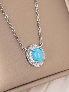 1pc Elegant Cubic Zirconia Pendant Necklace, Valentine's Day Gift, Wedding Jewelry - 1# - View 4