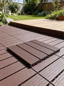 1/2/4pcs Garden Flooring, 30cm*30cm, Interlocking Stripe Pattern Tiles, Suitable For Decorating Pool, Balcony, Garden, Corridor, Water-Permeable - Vertical Stripes - View 4