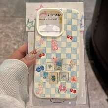 1 pieza de funda para teléfono de material TPU con diseño de corazón a cuadros azul y blanco y diseño de perrito cereza, compatible con iPhone 17 Pro Max/17/16 Pro Max/15/13/12/11, S20 FE/A15/S24/A55, Note 11/Note 12/Note 13 Pro, protección suave y resistente a caídas con cobertura completa, teléfonos móviles, bolsos, accesorios para móviles, fundas para teléfonos, decoración de interiores, accesorios, fundas transparentes para teléfonos, verano, correas para teléfonos, fundas para teléfonos de hombre, fundas negras para teléfonos, fundas rosas para teléfonos, funda para móvil para hombre, funda para móvil para mujer, protección para teléfonos móviles, accesorios de playa, dulces de fresa, fundas protectoras para teléfonos. - Estilo (1 pieza) - Ver 1