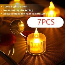 3/7/12pcs Crystal Appearance Flameless LED Candles, Flameless Candles, Battery Operated LED Tea Lights Suitable For Weddings, Holiday Parties, Centerpieces, Home Decor, Halloween, Christmas, Valentine's Day - Crystal Candle Light - View 15