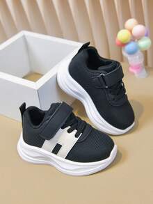 1 par de zapatos infantiles, zapatos de malla negra con suela blanda, zapatillas infantiles con , para primavera y otoño - Negro - Ver 3